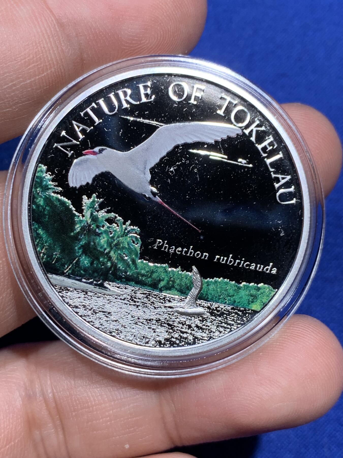 《竞宝斋》第290场- 周日，周一，周二 3场连拍 （全场包邮） 托克劳2012年红尾鹲托克劳自然系列5元银币 带证书