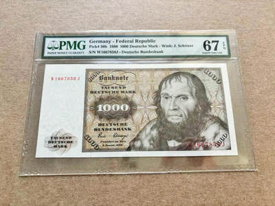 【Blue Auction】✨世界纸币精拍第510期【精】 - 德国 1980年1000马克 经典舍那 雕刻精美 PMG67EPQ 高分 老壳
