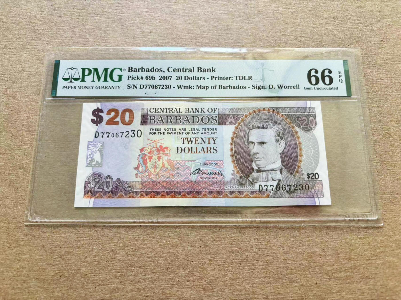 【Blue Auction】✨世界纸币精拍第510期【精】 巴巴多斯 2007年20元 PMG66EPQ 