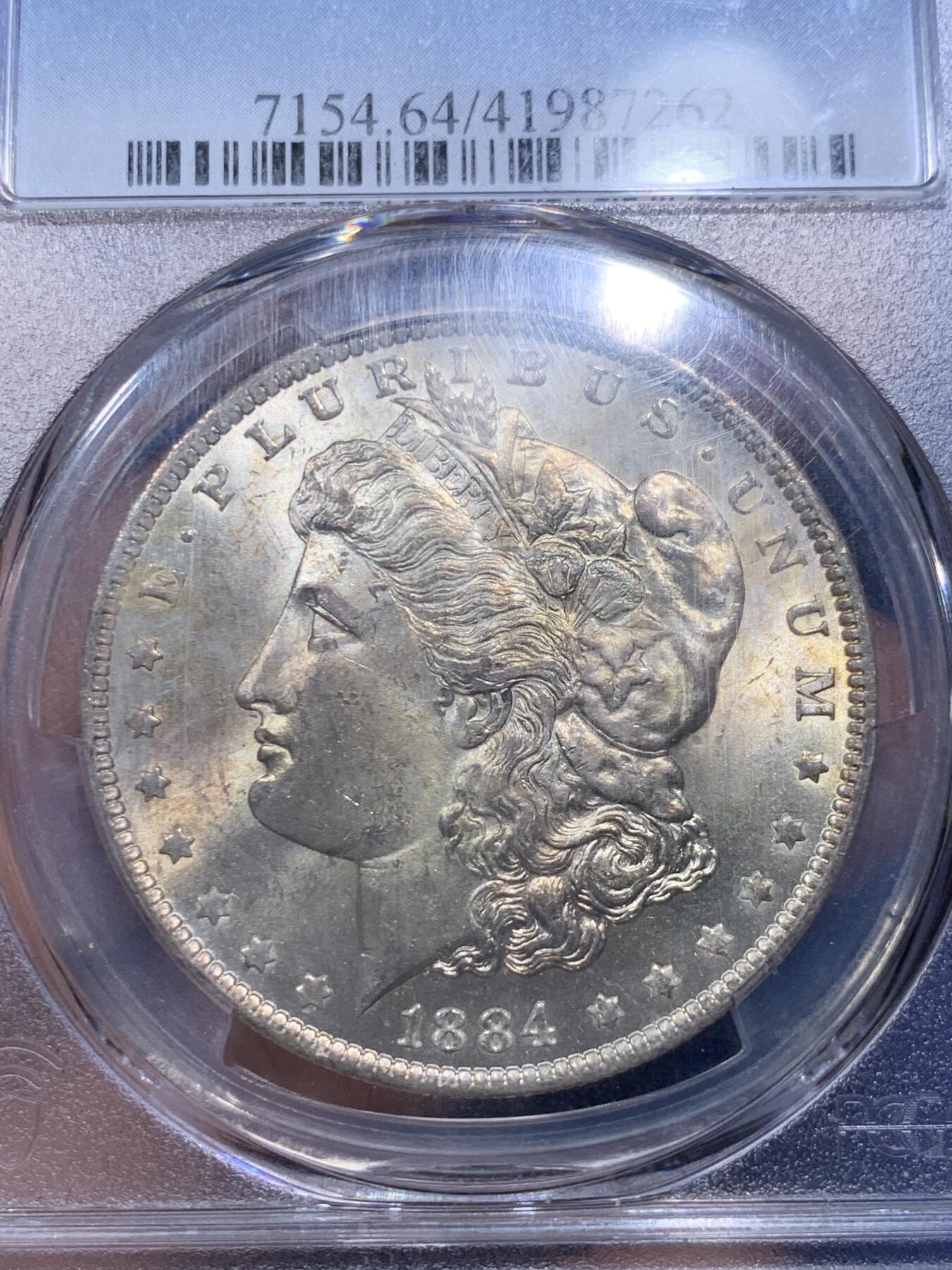 《竞宝斋》第290场- 周日，周一，周二 3场连拍 （全场包邮） PCGS MS64 美国1884-O版摩根银币