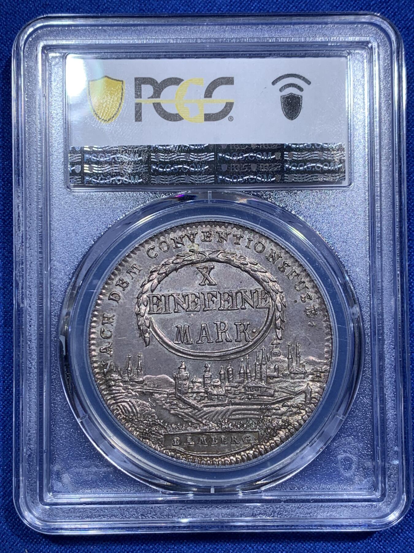 《竞宝斋》第290场- 周日，周一，周二 3场连拍 （全场包邮） 冠军分 封面币 PCGS MS63 德国 1800班贝格主教区 景观泰勒 大银币 稀见MS品种