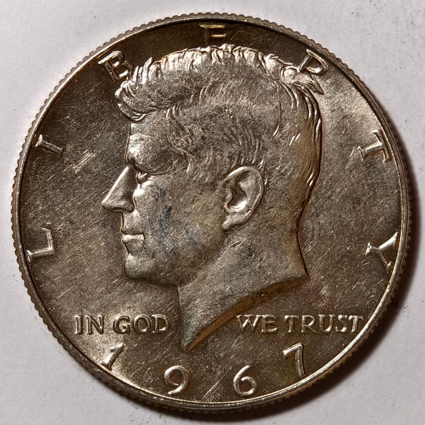 紫瑗钱币——第386期拍卖 美国 1967年 肯尼迪 半美元 50美分 11.5克 0.4银 UNC