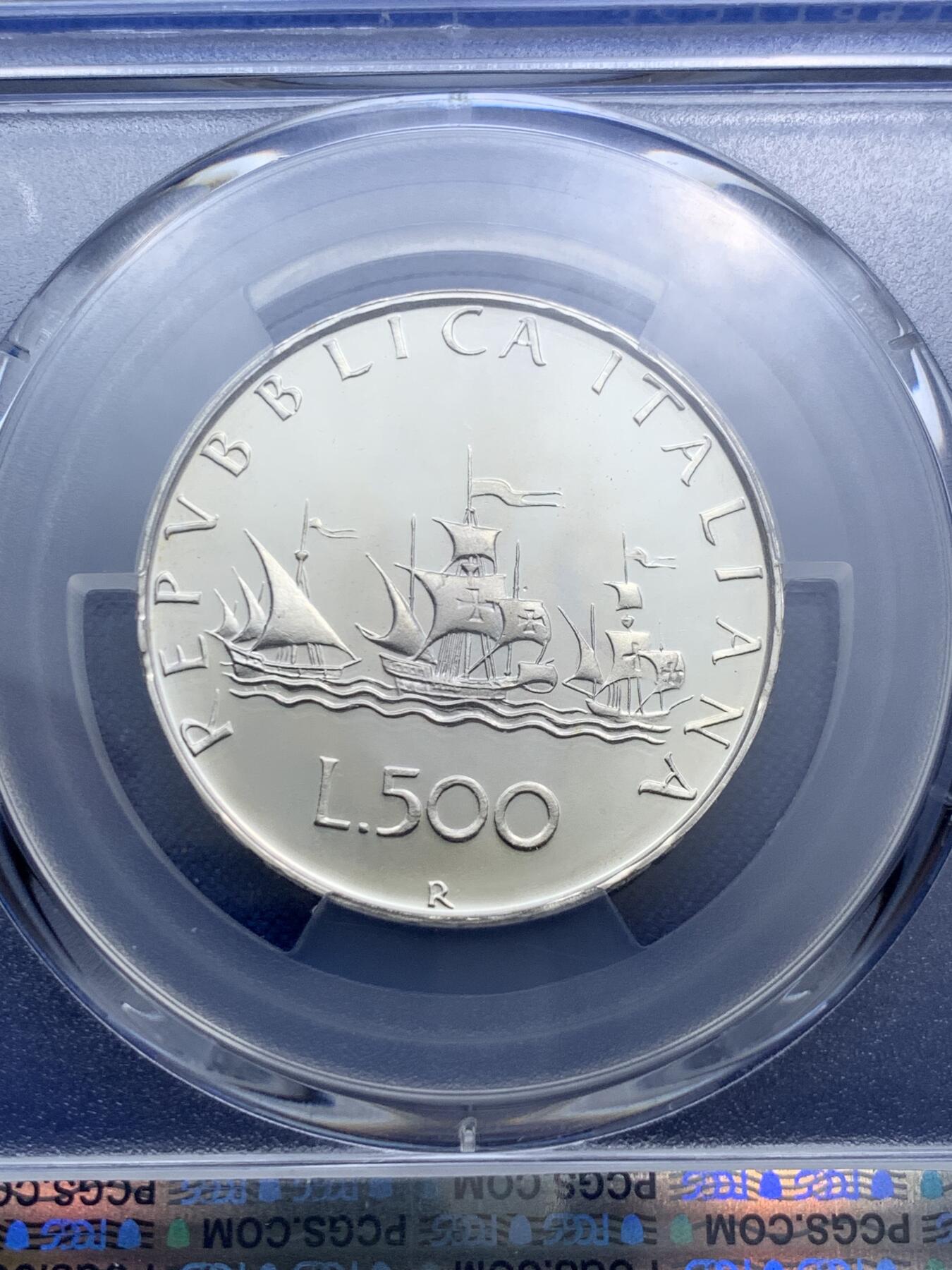 《竞宝斋》第290场- 周日，周一，周二 3场连拍 （全场包邮） PCGS PR68DCAM 意大利 1985年 精制 帆船少女 500里拉 首年发行 亚军分