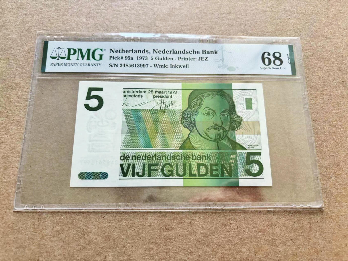 【Blue Auction】✨世界纸币精拍第510期【精】 荷兰 1973年5盾  PMG68EPQ 超高分