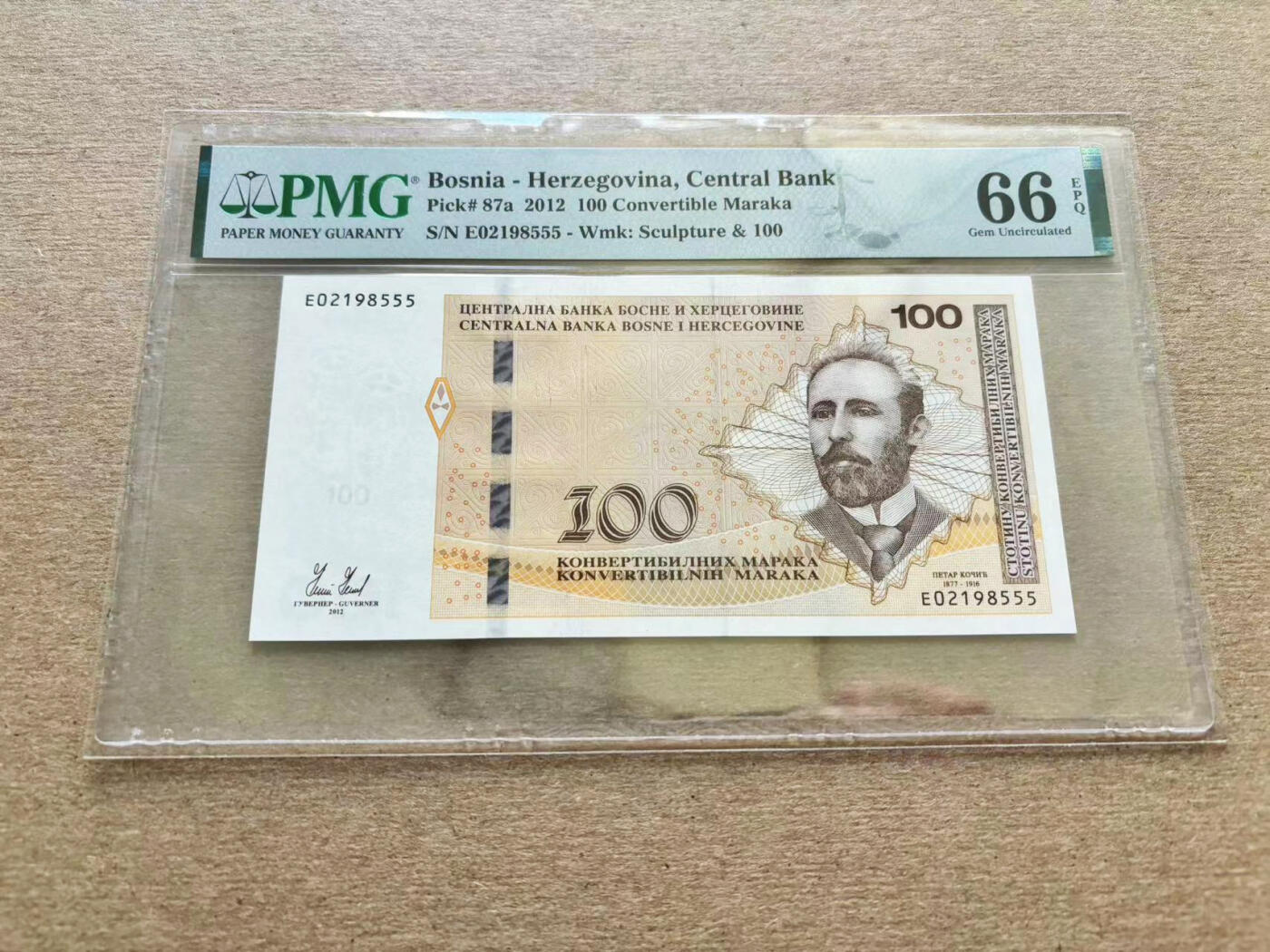 【Blue Auction】✨世界纸币精拍第510期【精】 【555豹子号无47】波黑 2012年100马克 PMG66EPQ 