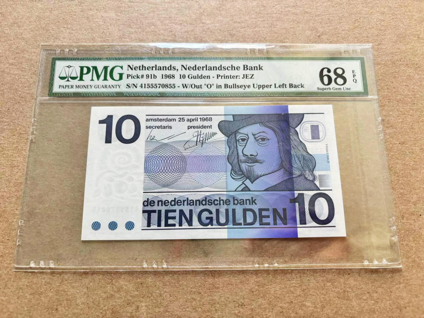 【Blue Auction】✨世界纸币精拍第510期【精】 荷兰 1968年10盾  PMG68EPQ 超高分