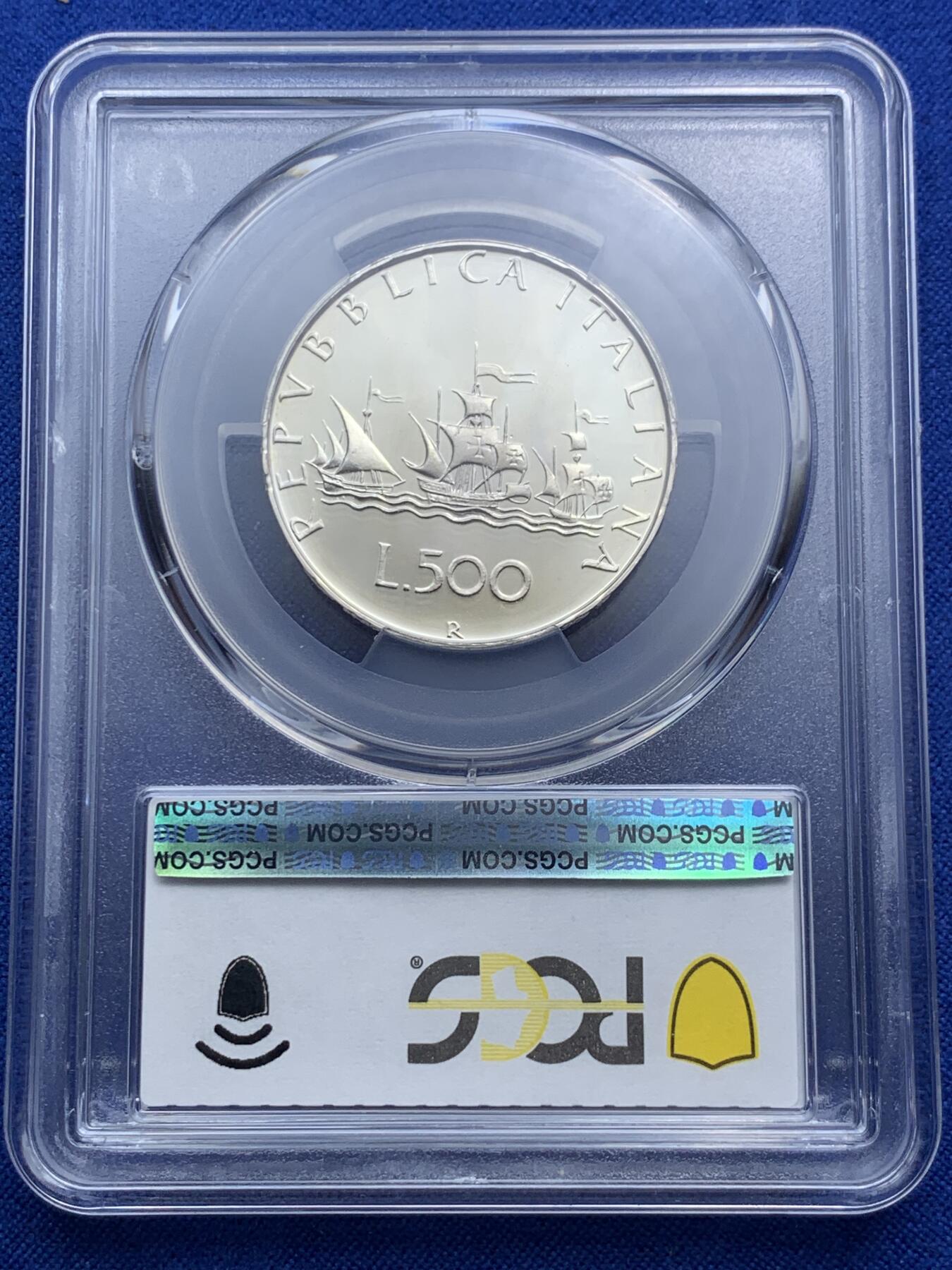 《竞宝斋》第290场- 周日，周一，周二 3场连拍 （全场包邮） PCGS PR68DCAM 意大利 1985年 精制 帆船少女 500里拉 首年发行 亚军分