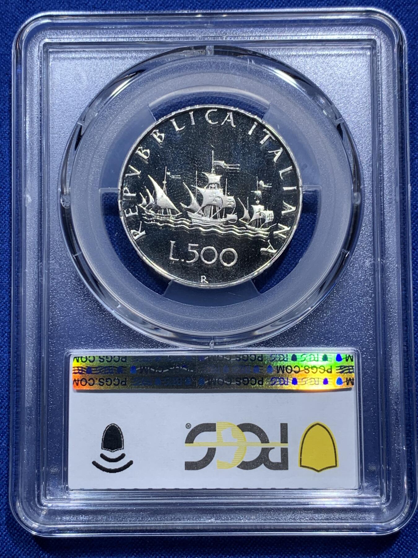 《竞宝斋》第290场- 周日，周一，周二 3场连拍 （全场包邮） PCGS PR68DCAM 意大利 1985年 精制 帆船少女 500里拉 首年发行 亚军分