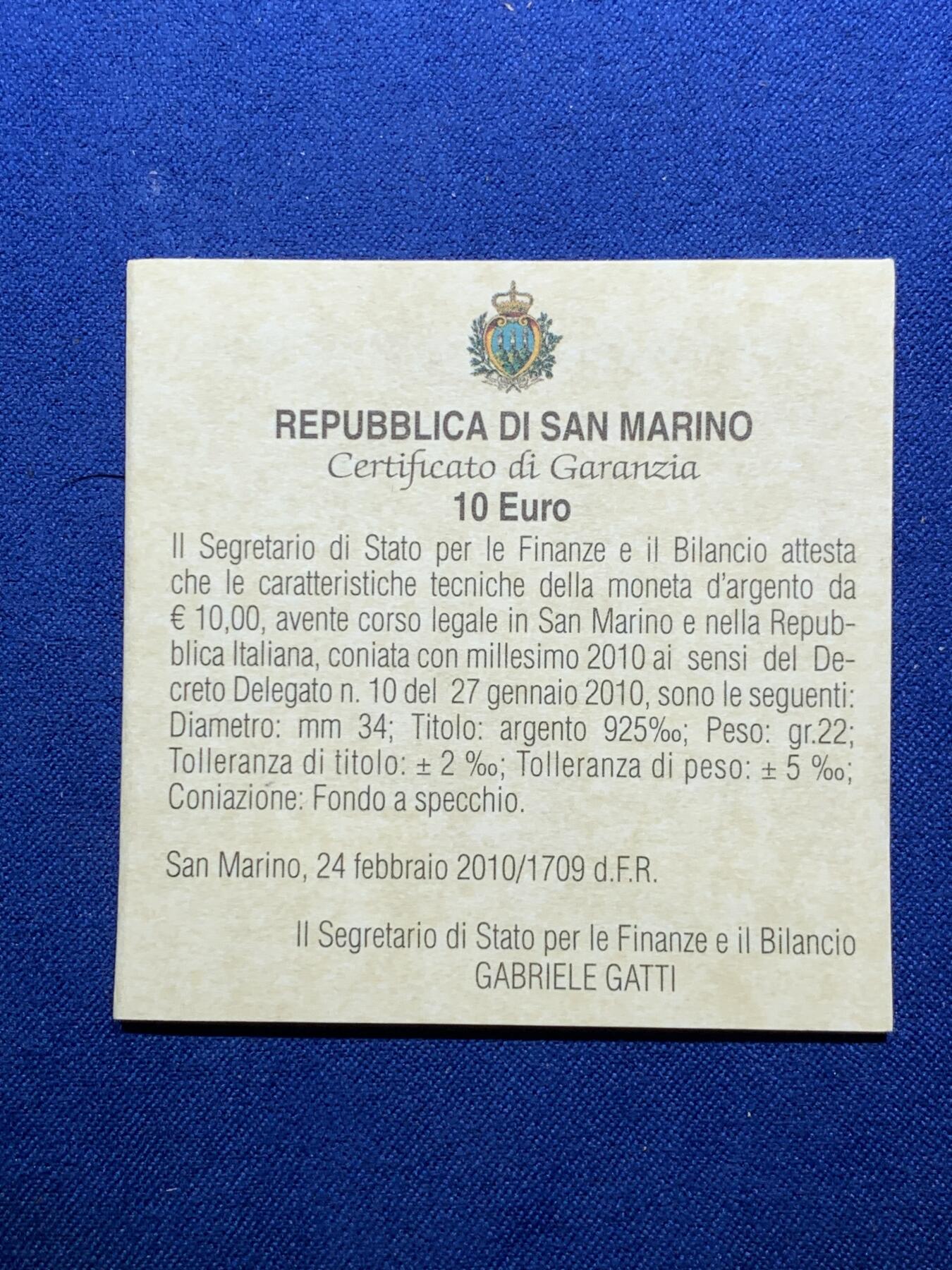 《竞宝斋》第290场- 周日，周一，周二 3场连拍 （全场包邮） 圣马力诺2010年音乐家罗伯特舒曼200年诞辰10欧元银币