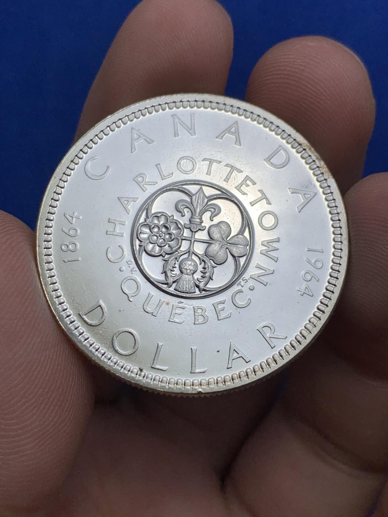 《竞宝斋》第290场- 周日，周一，周二 3场连拍 （全场包邮） 加拿大1964夏洛特会议百年大银币