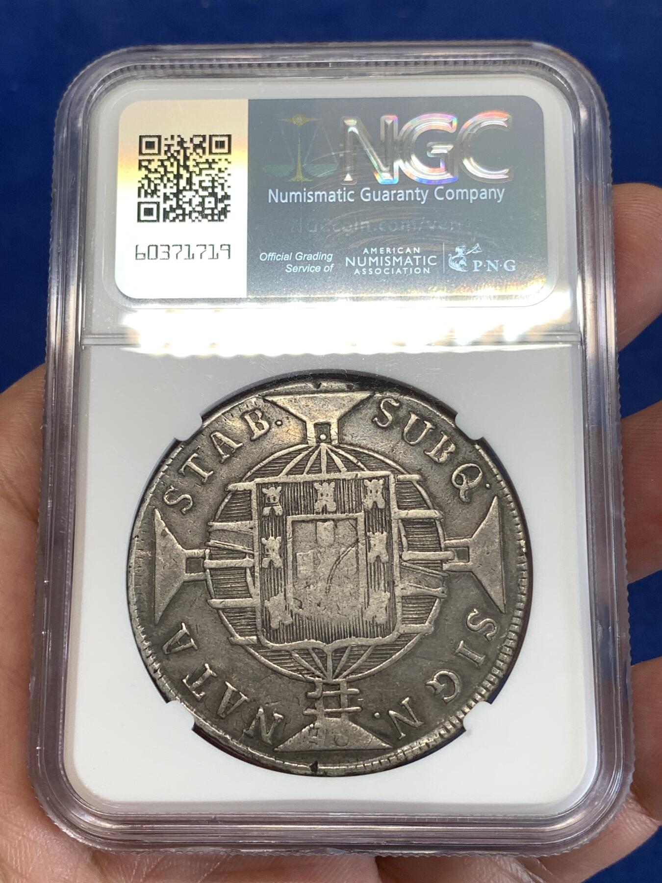 《竞宝斋》第290场- 周日，周一，周二 3场连拍 （全场包邮） NGC VFD 葡属巴西960瑞斯大银币 带铸缺 难得