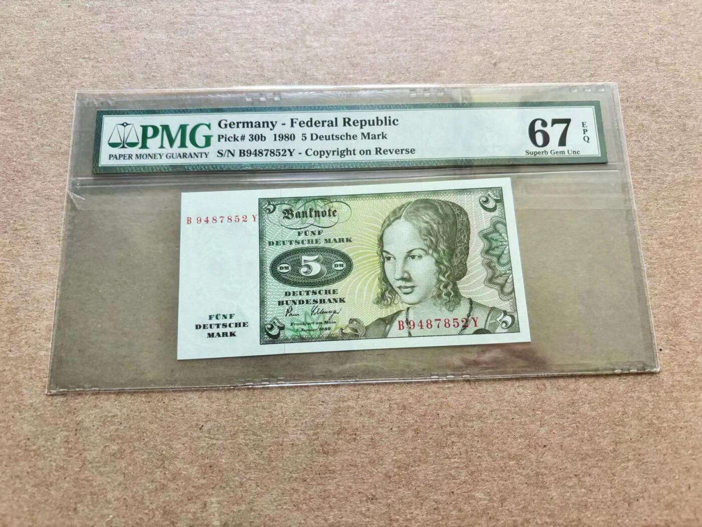 【Blue Auction】✨世界纸币精拍第510期【精】 德国 1980年5马克 PMG67EPQ 高分