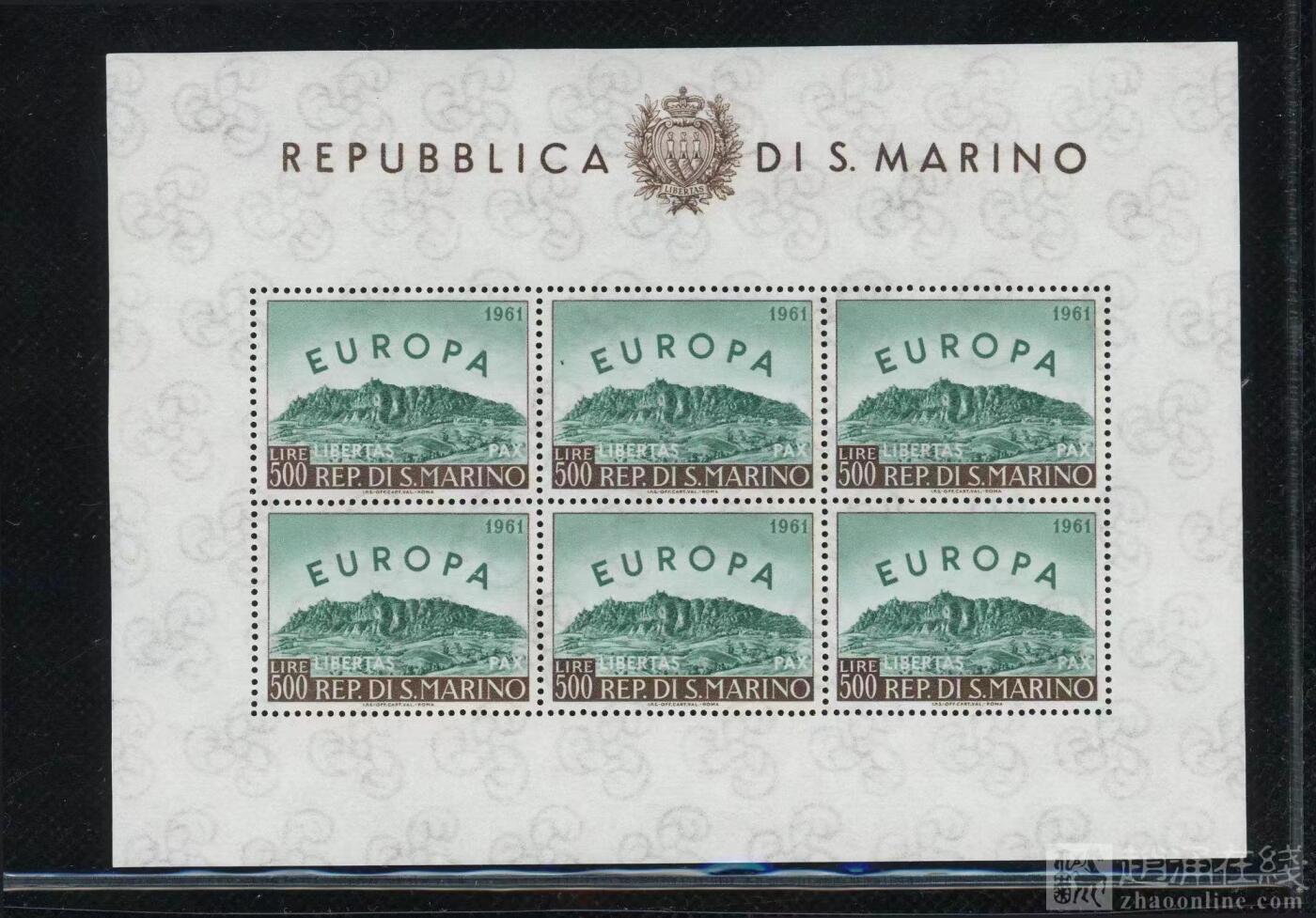 圣马力诺1961欧罗巴EUROPA风光 1枚全新 外国邮票 小全张 目录价$250 