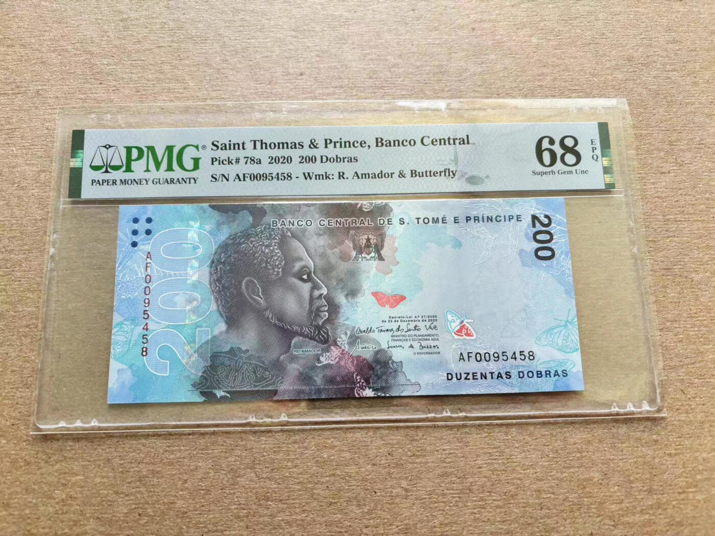【Blue Auction】✨世界纸币精拍第510期【精】 【AF首发冠】圣多美和普林西比 2020年200多布拉 PMG68EPQ 超高分