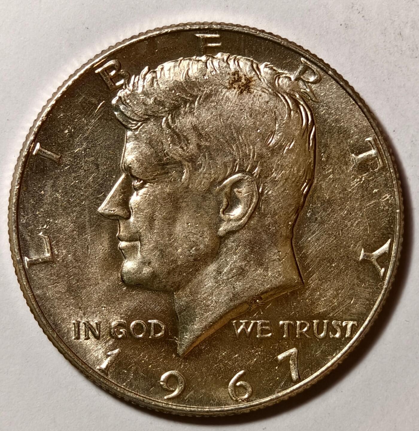 紫瑗钱币——第386期拍卖 美国 1967年 肯尼迪 半美元 50美分 11.5克 0.4银 UNC