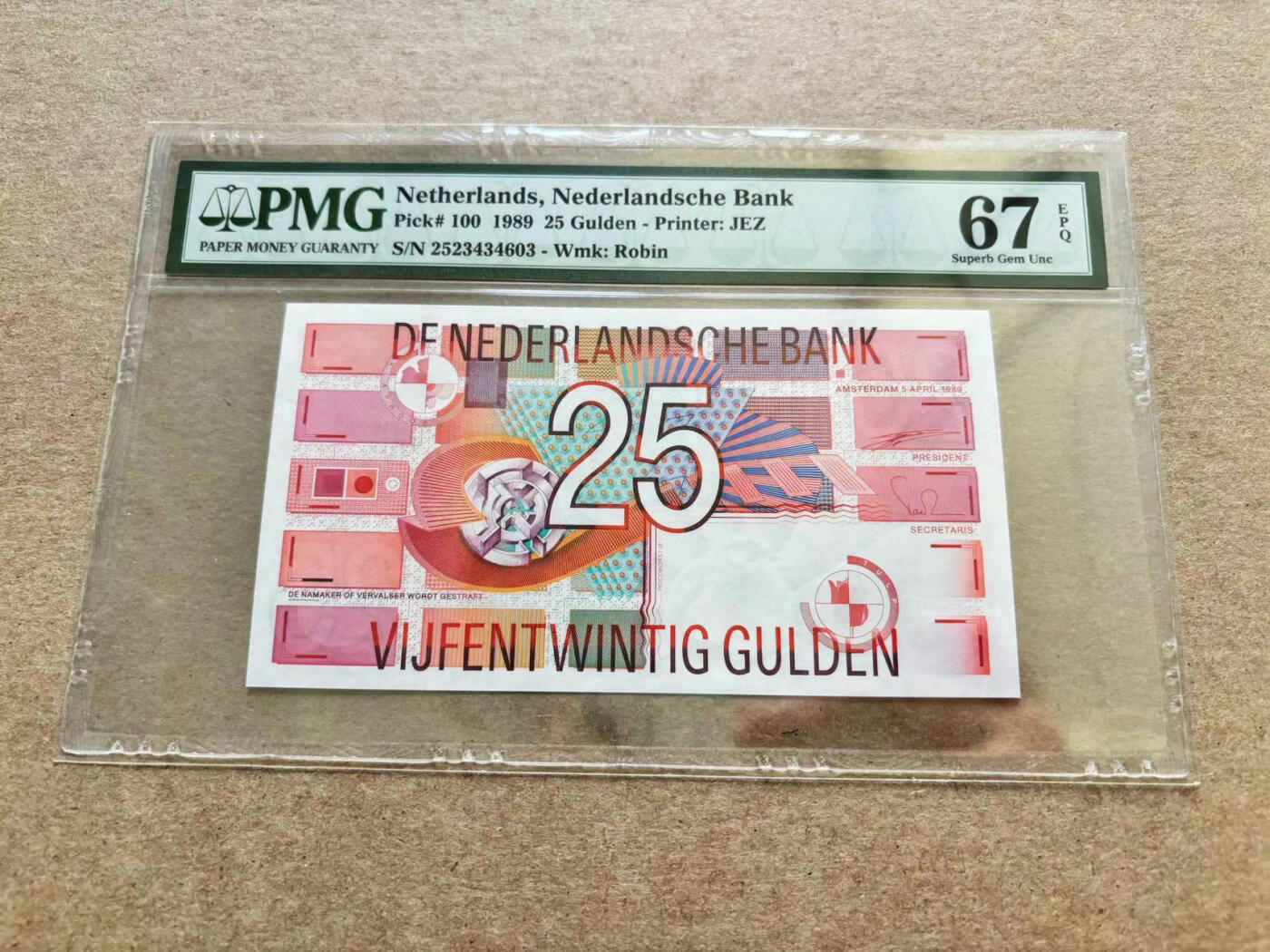 【Blue Auction】✨世界纸币精拍第510期【精】 荷兰 1989年25盾 PMG67EPQ 高分