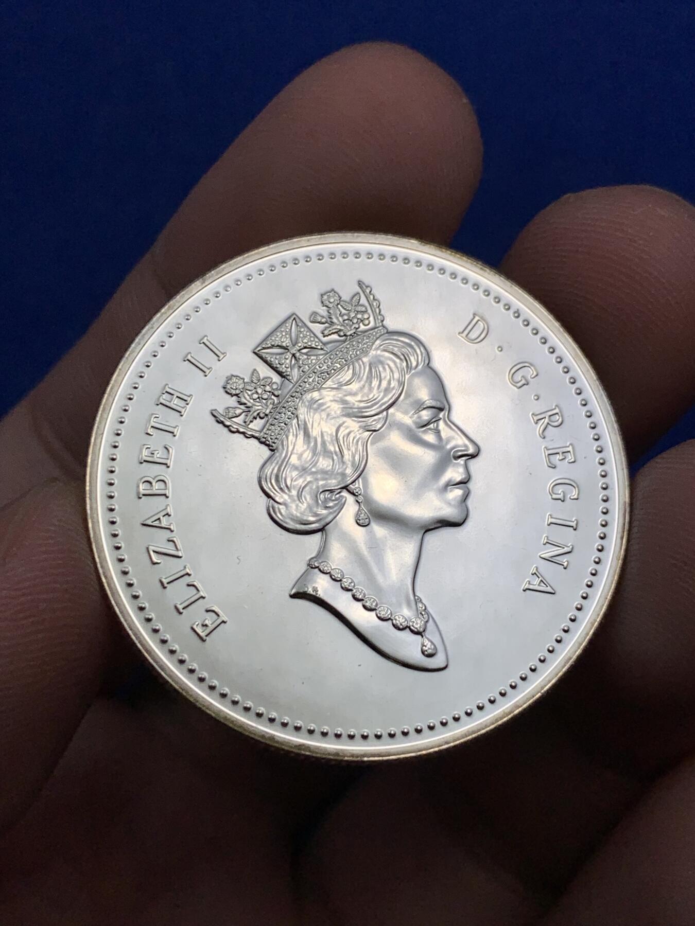 《竞宝斋》第290场- 周日，周一，周二 3场连拍 （全场包邮） 加拿大1990凯尔西探险1元精制银币 带盒子