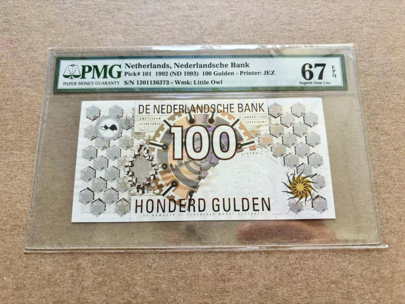 【Blue Auction】✨世界纸币精拍第510期【精】 荷兰 1992年100盾   PMG67EPQ 高分