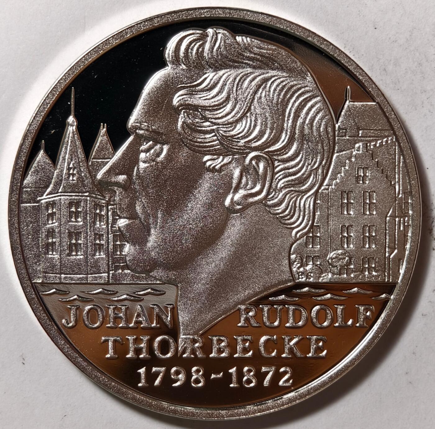 紫瑗钱币——第386期拍卖 荷兰 1998年 约翰·鲁道夫·索贝克诞辰200周年 25埃局 25克 0.925银 精制