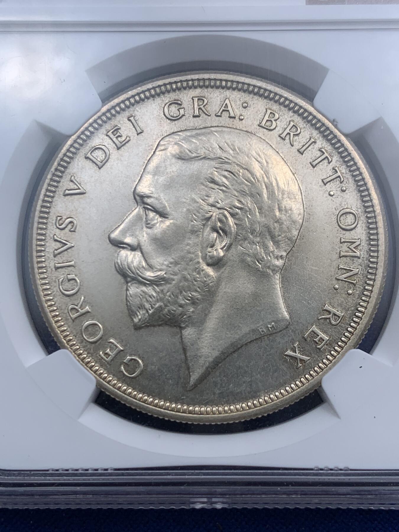 《竞宝斋》第290场- 周日，周一，周二 3场连拍 （全场包邮） NGC PF63 英国 1927年乔治五世花冠1克朗精制银币，发行量仅1.5万枚