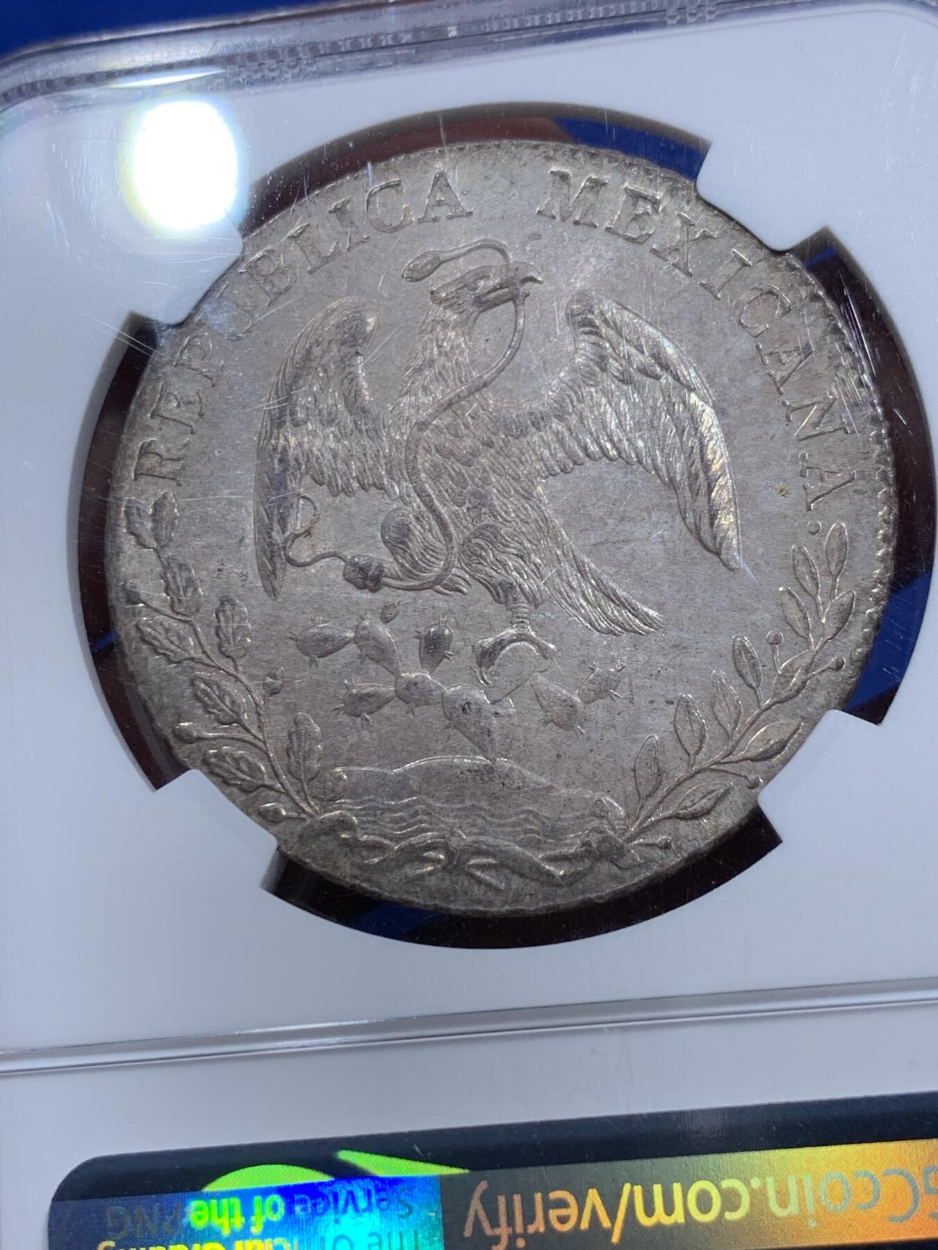 《竞宝斋》第290场- 周日，周一，周二 3场连拍 （全场包邮） NGC MS65 墨西哥1886年花边鹰洋 彩虹底板包浆 高分好品