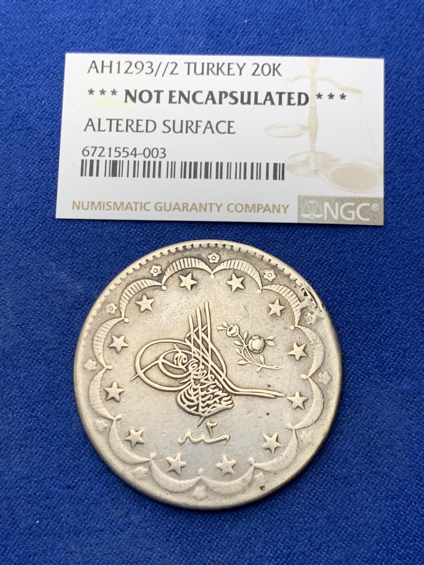 《竞宝斋》第290场- 周日，周一，周二 3场连拍 （全场包邮） AH1293/2 土耳其20库鲁大银币