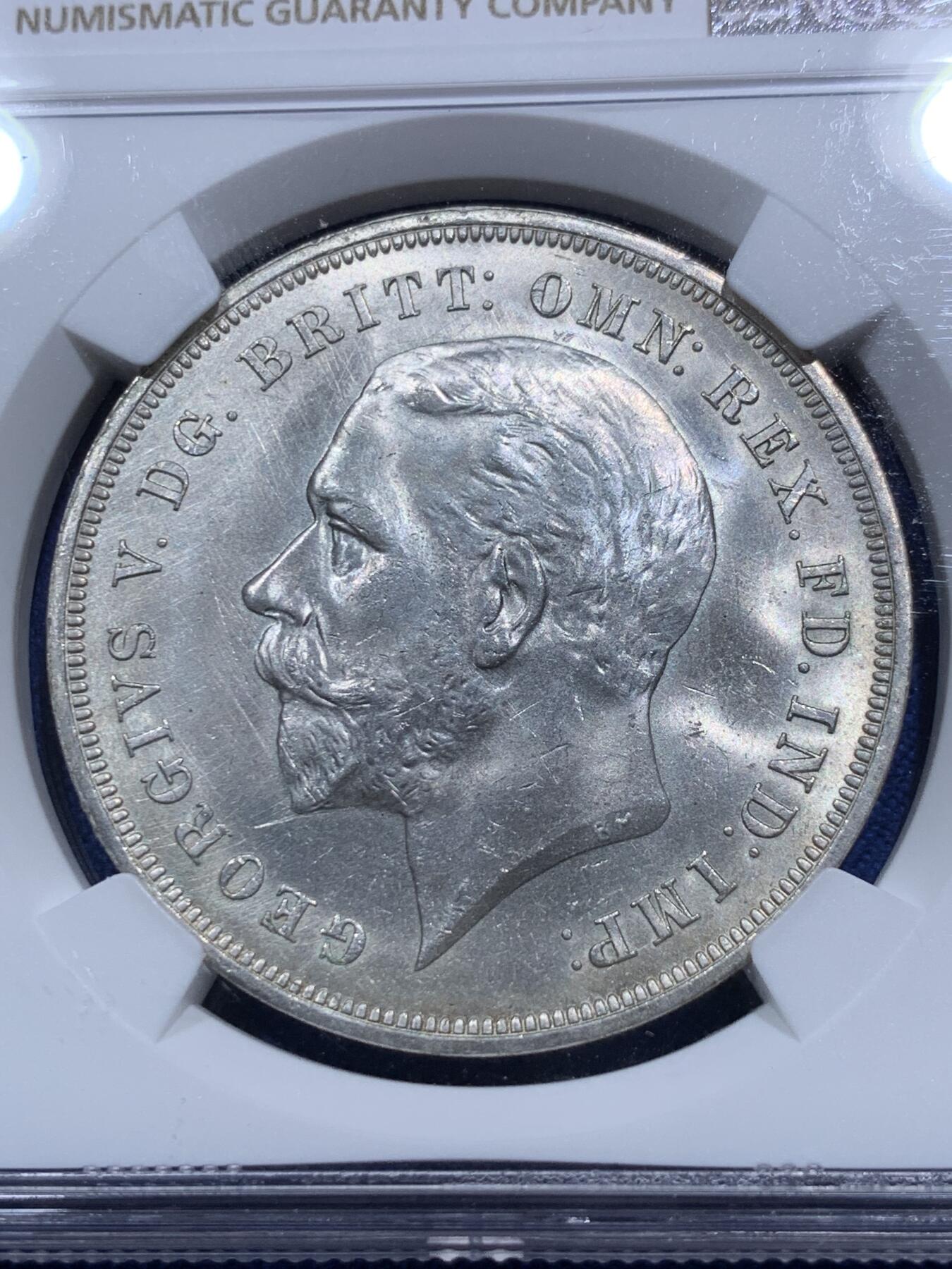 《竞宝斋》第290场- 周日，周一，周二 3场连拍 （全场包邮） NGC MS63 英国1935年乔治五世木马剑1克朗银币