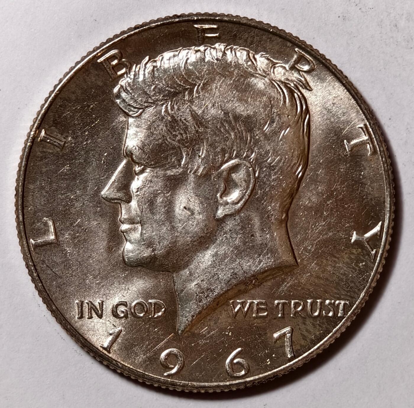 紫瑗钱币——第386期拍卖 美国 1967年 肯尼迪 半美元 50美分 11.5克 0.4银 UNC