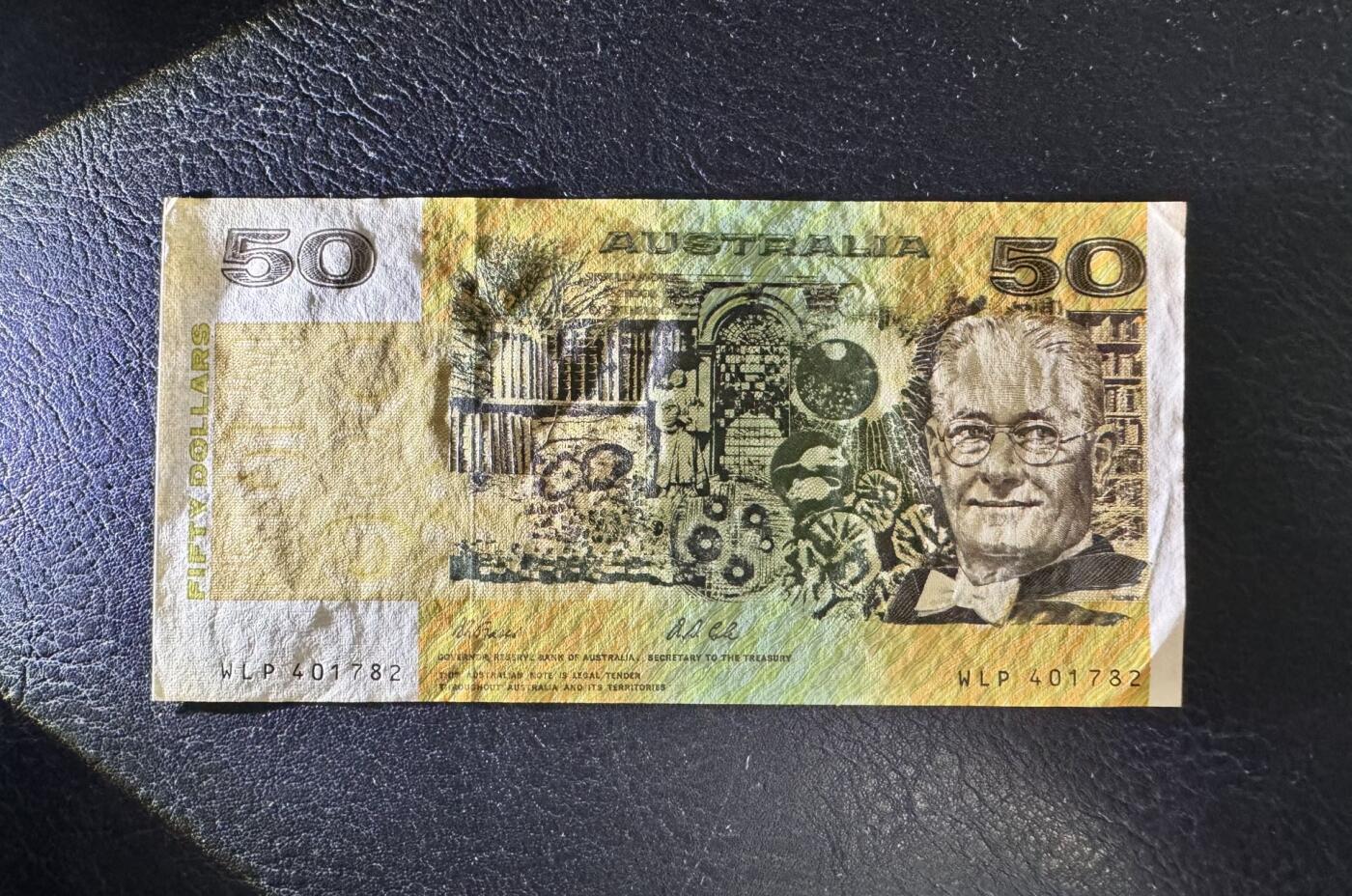 收藏联盟Quantum Auction 第363期拍卖  澳大利亚1973-94年50元 品相AU+  青霉素萃取提纯并投入临床应用者 弗洛里