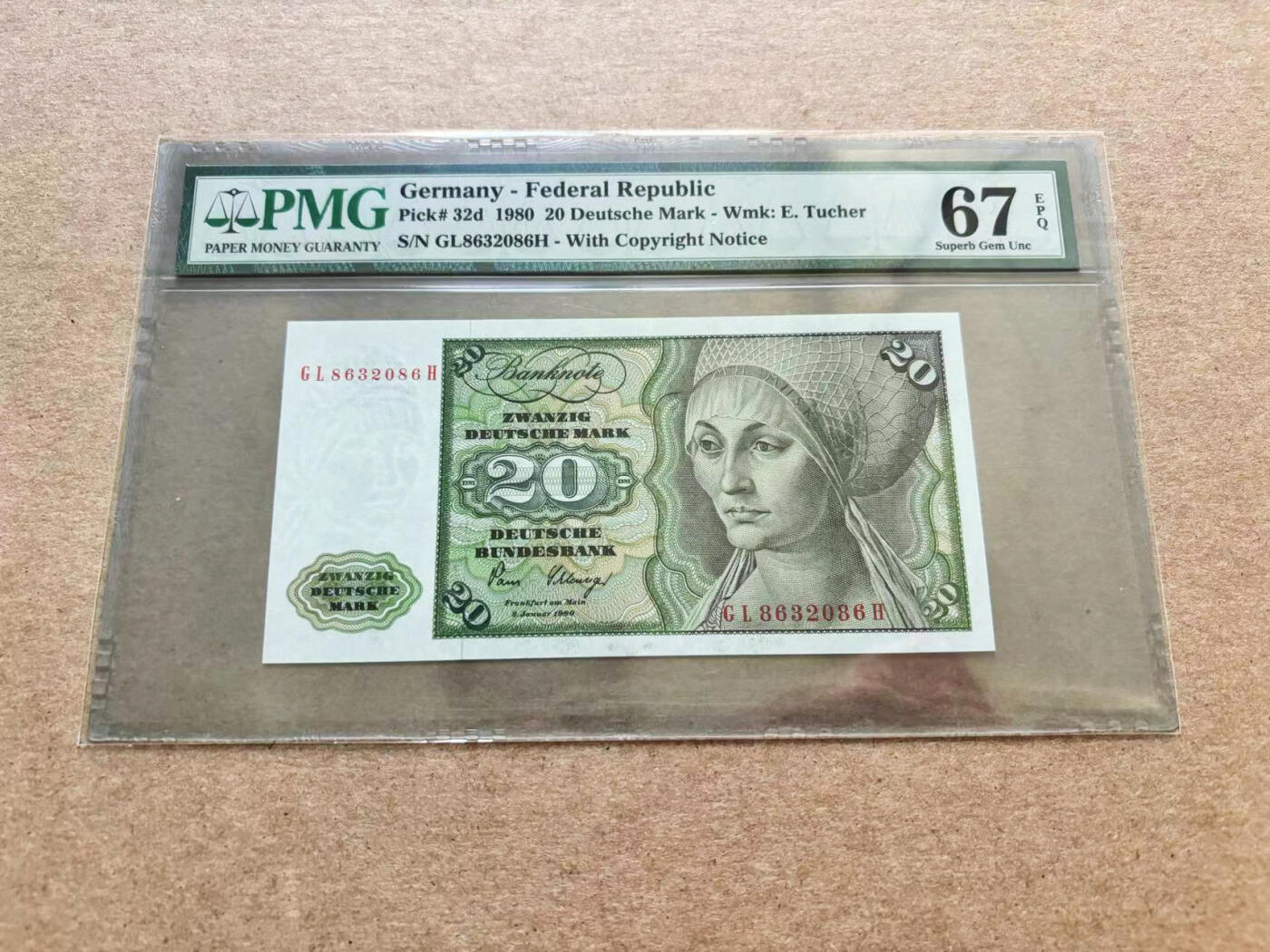 【Blue Auction】✨世界纸币精拍第510期【精】 【无47】德国 1980年20马克 PMG67EPQ 高分