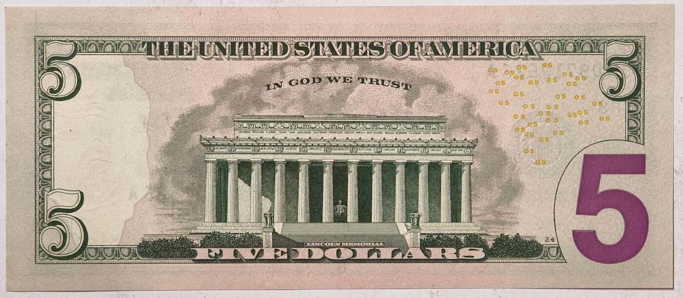 紫瑗钱币——第387期拍卖——纸币场 美国 2021年 H版 无序列 亚伯拉罕·林肯 5美元 彩色版 UNC