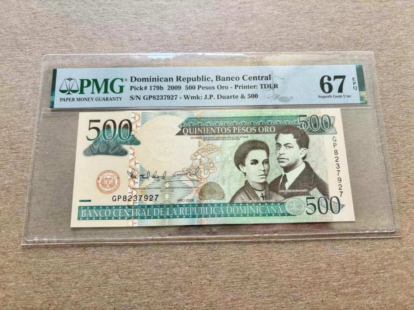 【Blue Auction】✨世界纸币精拍第510期【精】  多米尼加 2009年500比索  PMG67EPQ 高分