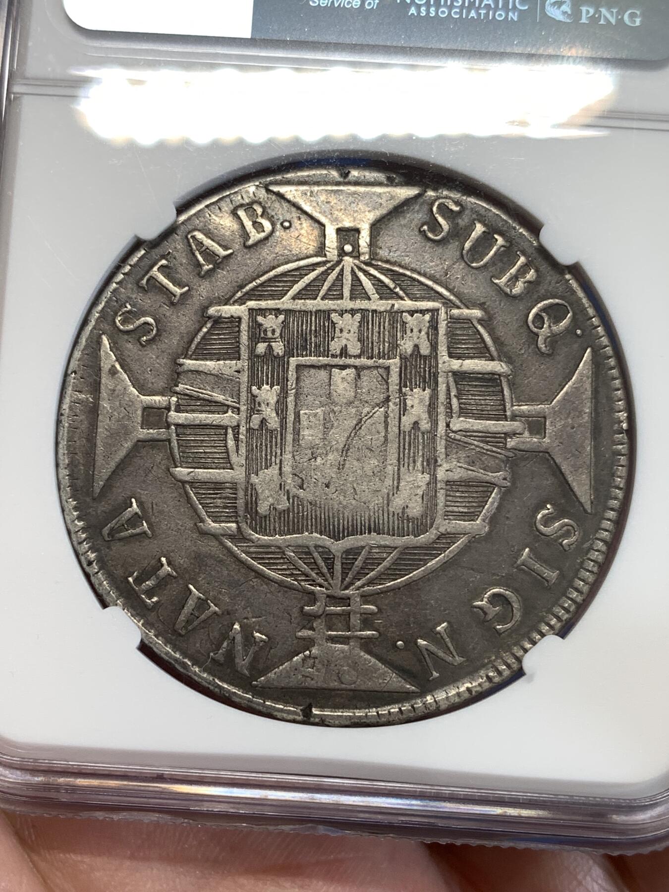 《竞宝斋》第290场- 周日，周一，周二 3场连拍 （全场包邮） NGC VFD 葡属巴西960瑞斯大银币 带铸缺 难得