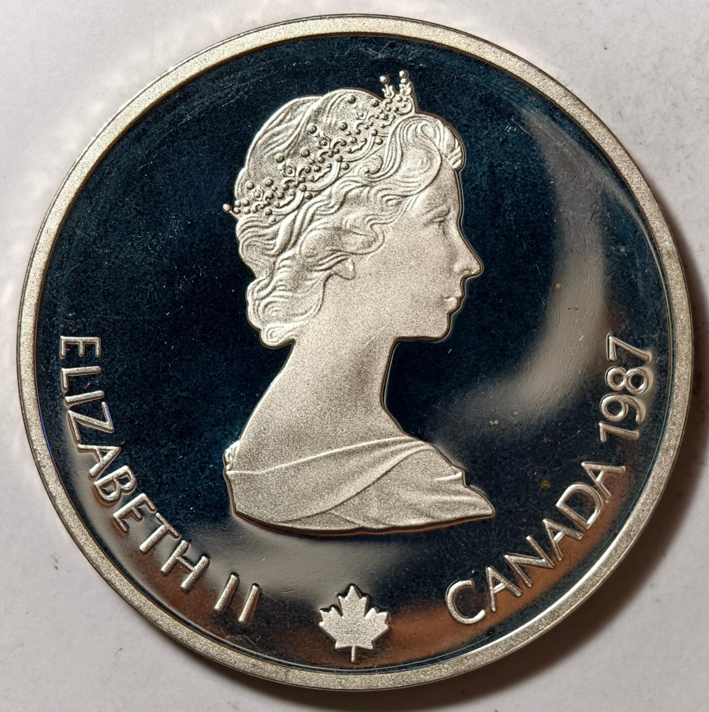 紫瑗钱币——第386期拍卖 加拿大 1987年 卡尔加里冬奥会 速滑车 20元 34.1克 0.925银 精制