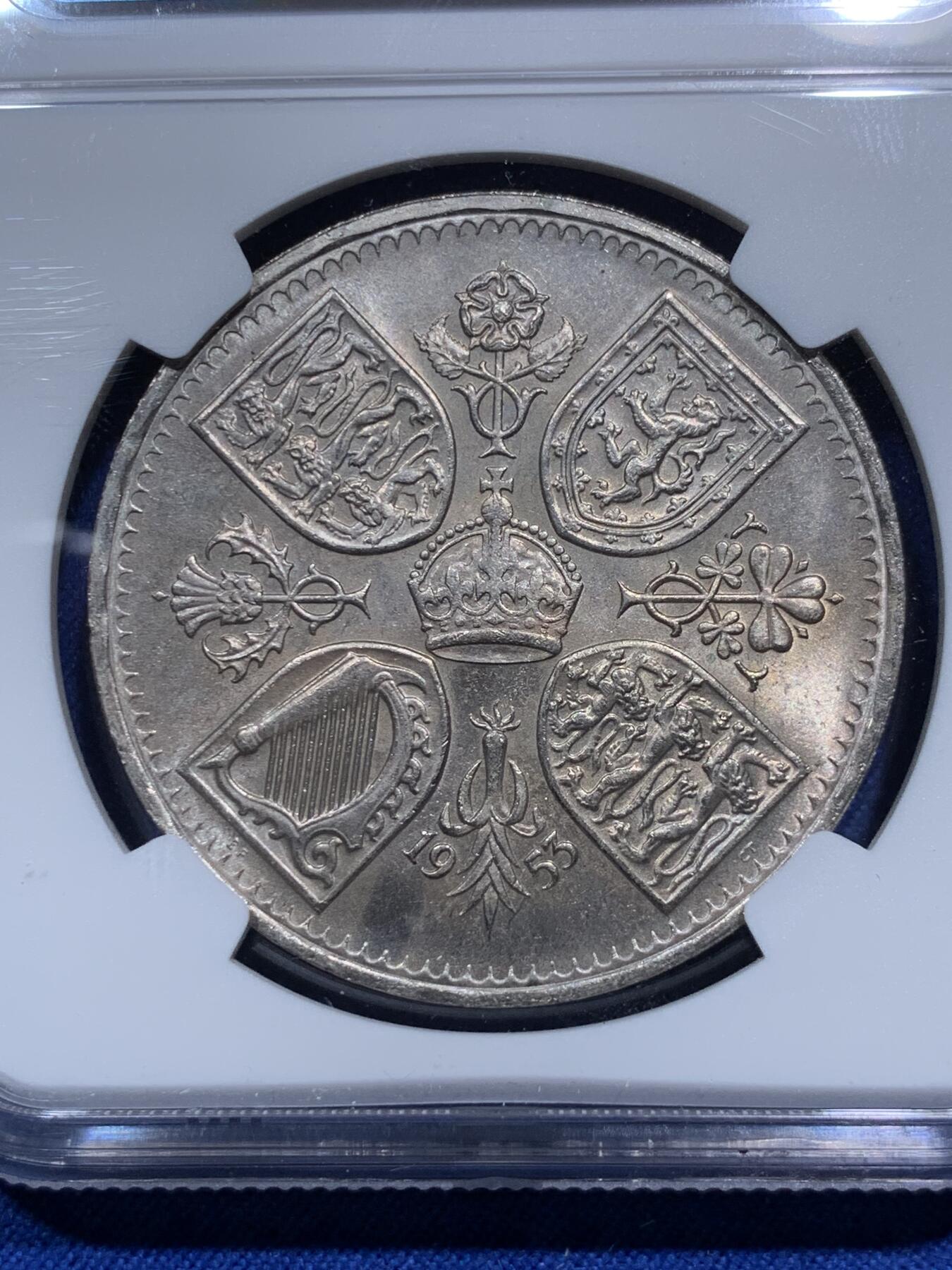 《竞宝斋》第290场- 周日，周一，周二 3场连拍 （全场包邮） NGC MS64 1953年英国伊丽莎白二世女王登基纪念克朗 经典品种