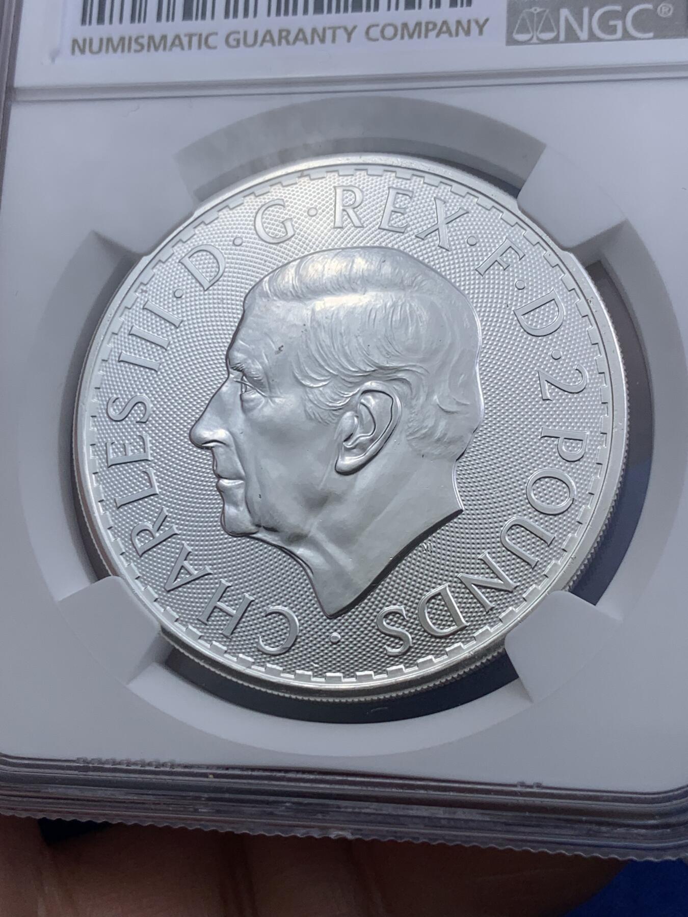 《竞宝斋》第290场- 周日，周一，周二 3场连拍 （全场包邮） NGC MS69 英国2023年查尔斯海神一盎司大银币