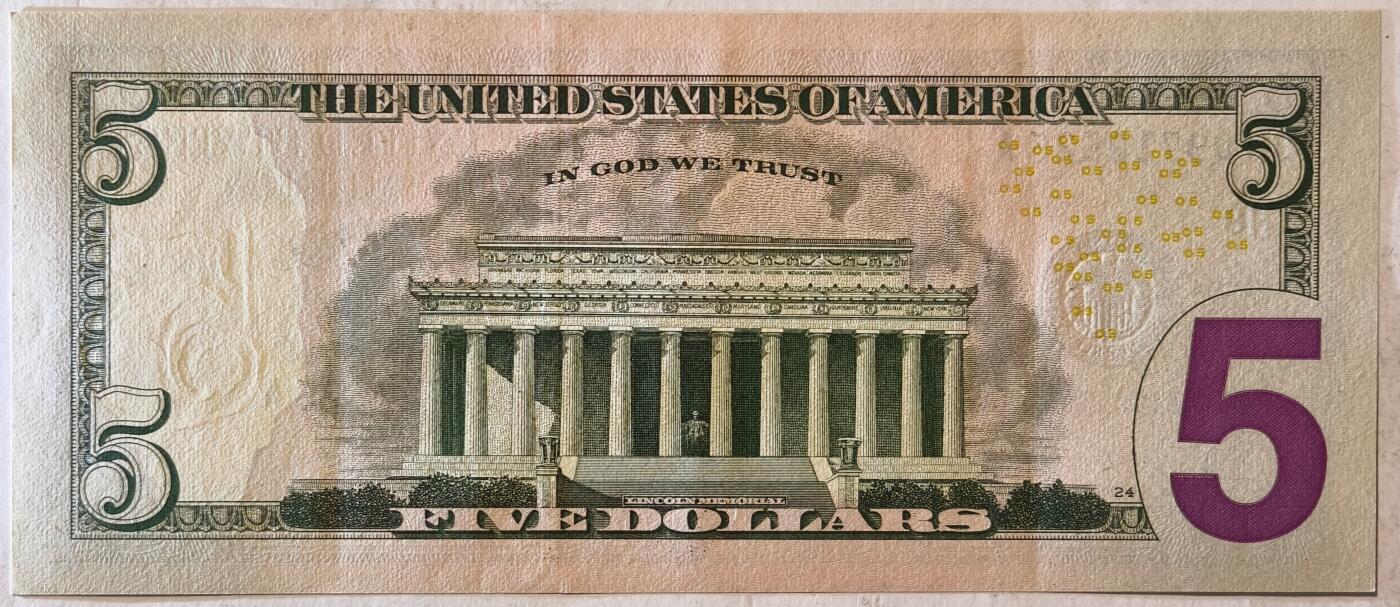 紫瑗钱币——第387期拍卖——纸币场 美国 2021年 H版 无序列 亚伯拉罕·林肯 5美元 彩色版 UNC