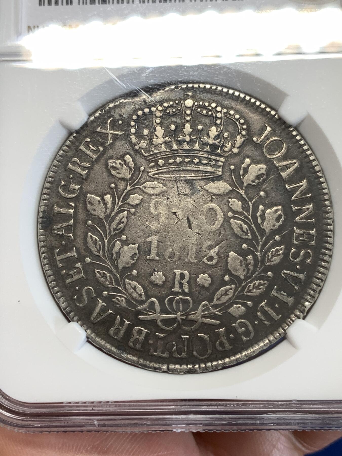 《竞宝斋》第290场- 周日，周一，周二 3场连拍 （全场包邮） NGC VFD 葡属巴西960瑞斯大银币 带铸缺 难得