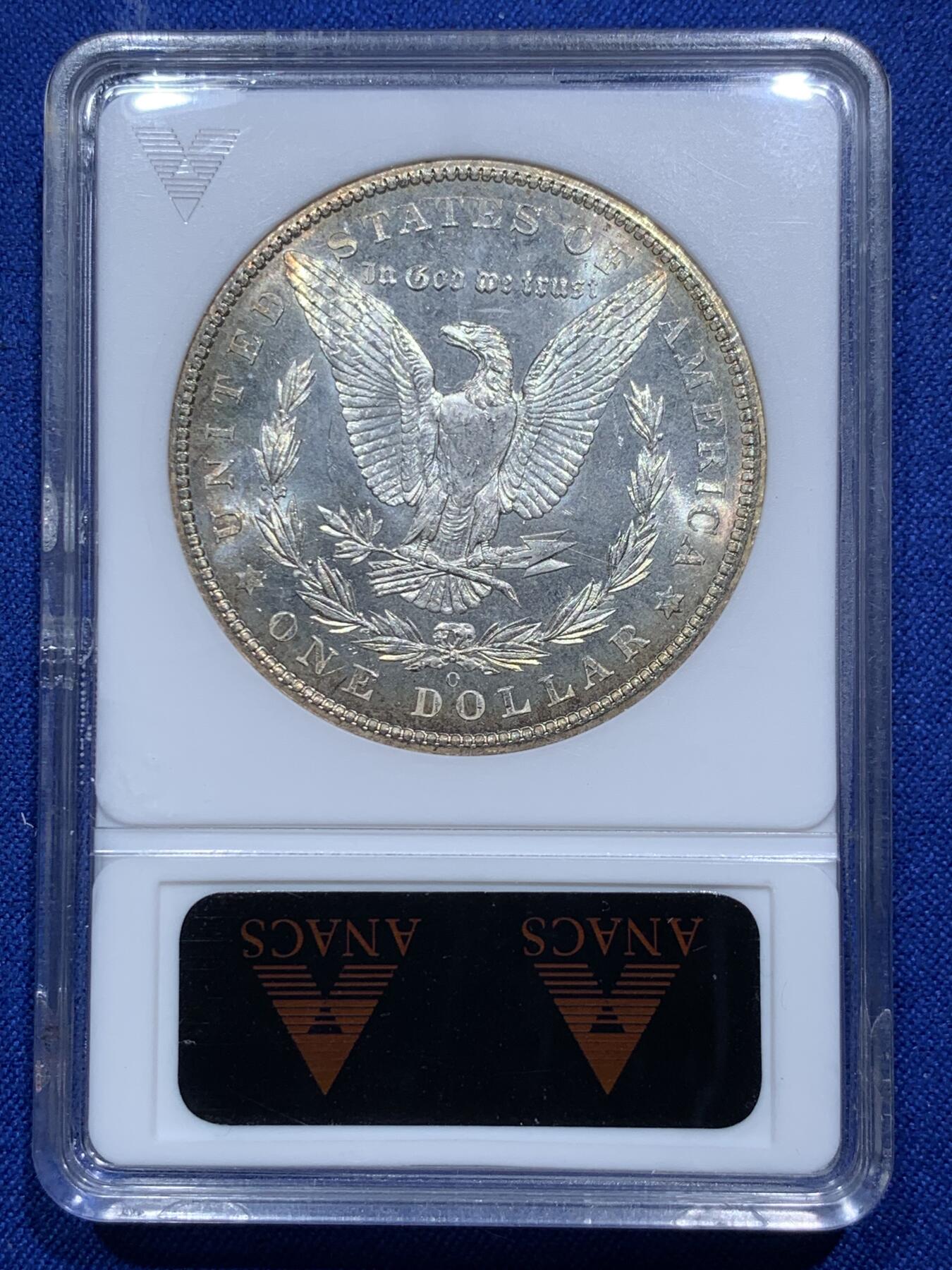 《竞宝斋》第290场- 周日，周一，周二 3场连拍 （全场包邮） ANACS MS64 美国 1904年 1美元 摩根银币 双面镜面感都很足 可以媲美PL 略少年份 环彩包浆 绝版盒子 收藏佳品