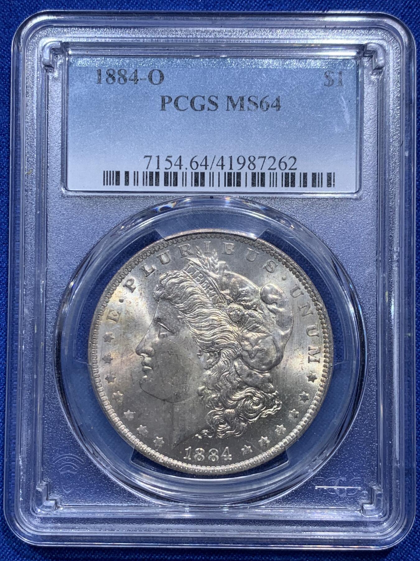 《竞宝斋》第290场- 周日，周一，周二 3场连拍 （全场包邮） PCGS MS64 美国1884-O版摩根银币