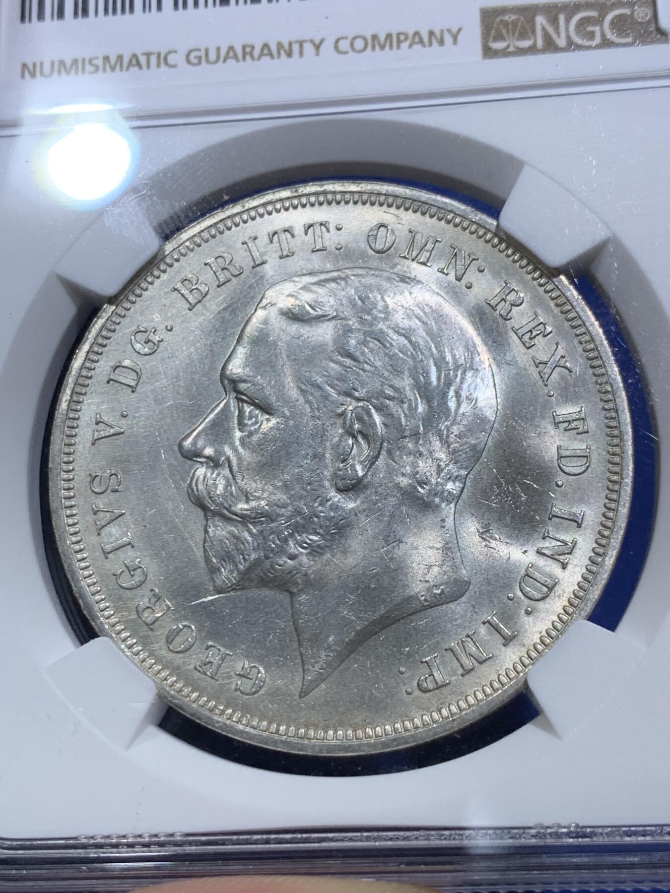 《竞宝斋》第290场- 周日，周一，周二 3场连拍 （全场包邮） NGC MS63 英国1935年乔治五世木马剑1克朗银币