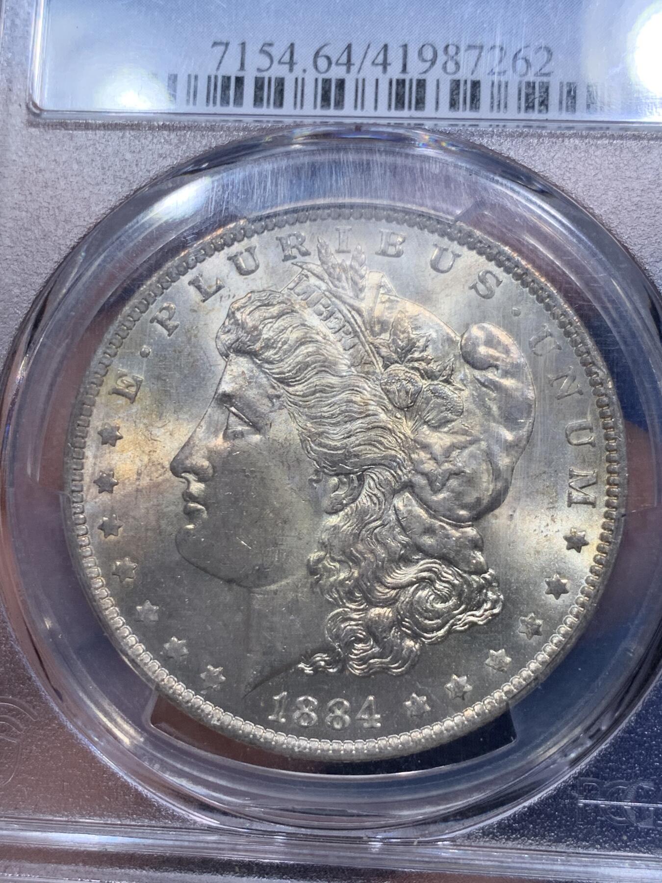 《竞宝斋》第290场- 周日，周一，周二 3场连拍 （全场包邮） PCGS MS64 美国1884-O版摩根银币