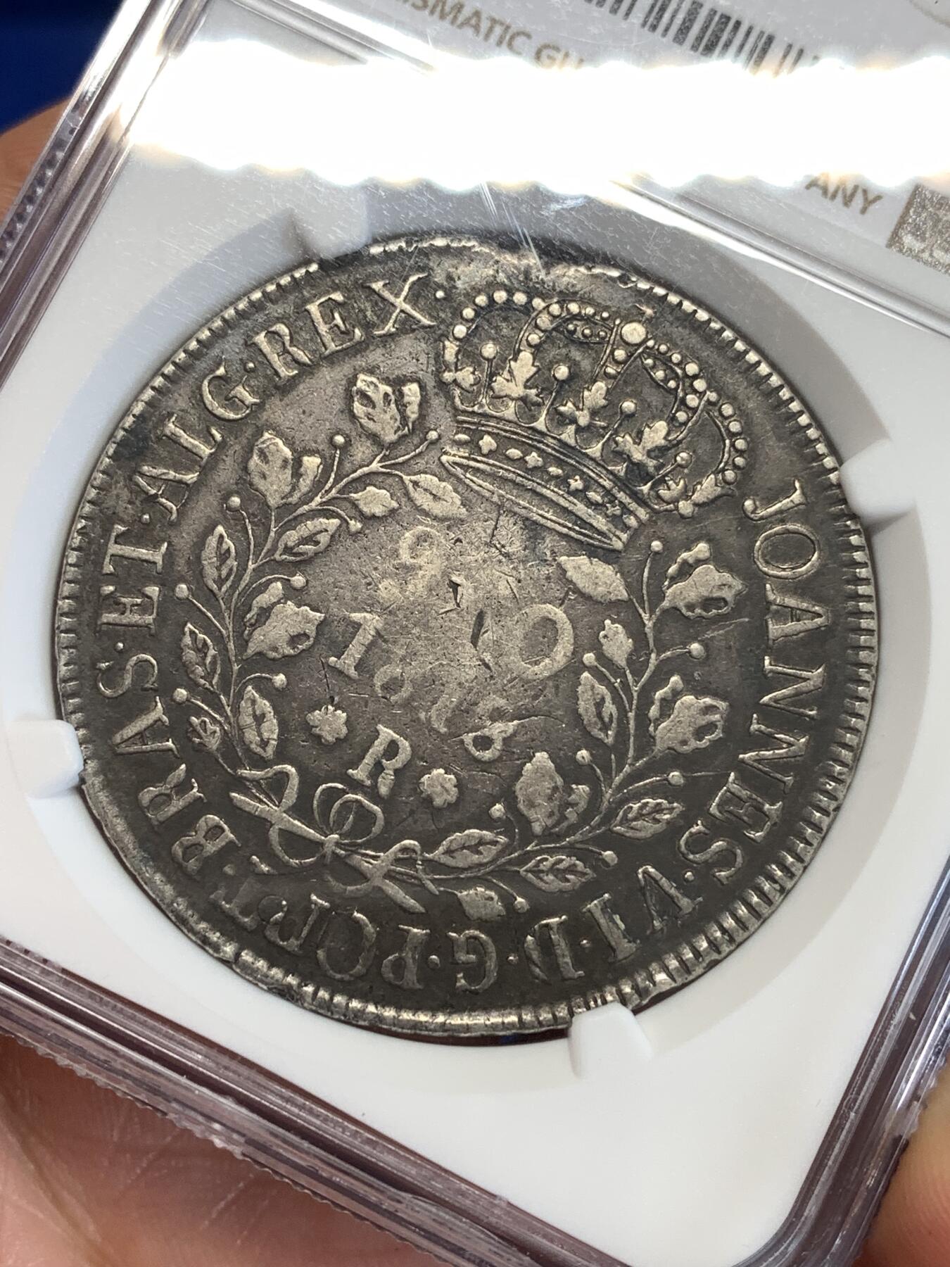 《竞宝斋》第290场- 周日，周一，周二 3场连拍 （全场包邮） NGC VFD 葡属巴西960瑞斯大银币 带铸缺 难得