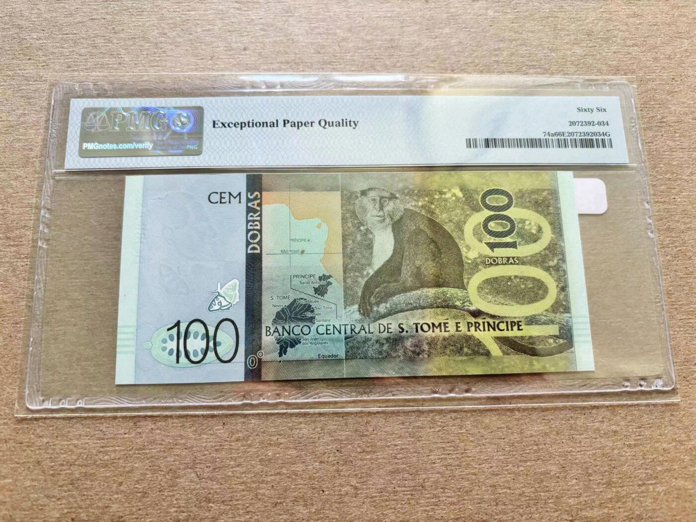【Blue Auction】✨世界纸币精拍第510期【精】 【888豹子号】圣多美和普林西比 2016年100多布拉 PMG66EPQ 
