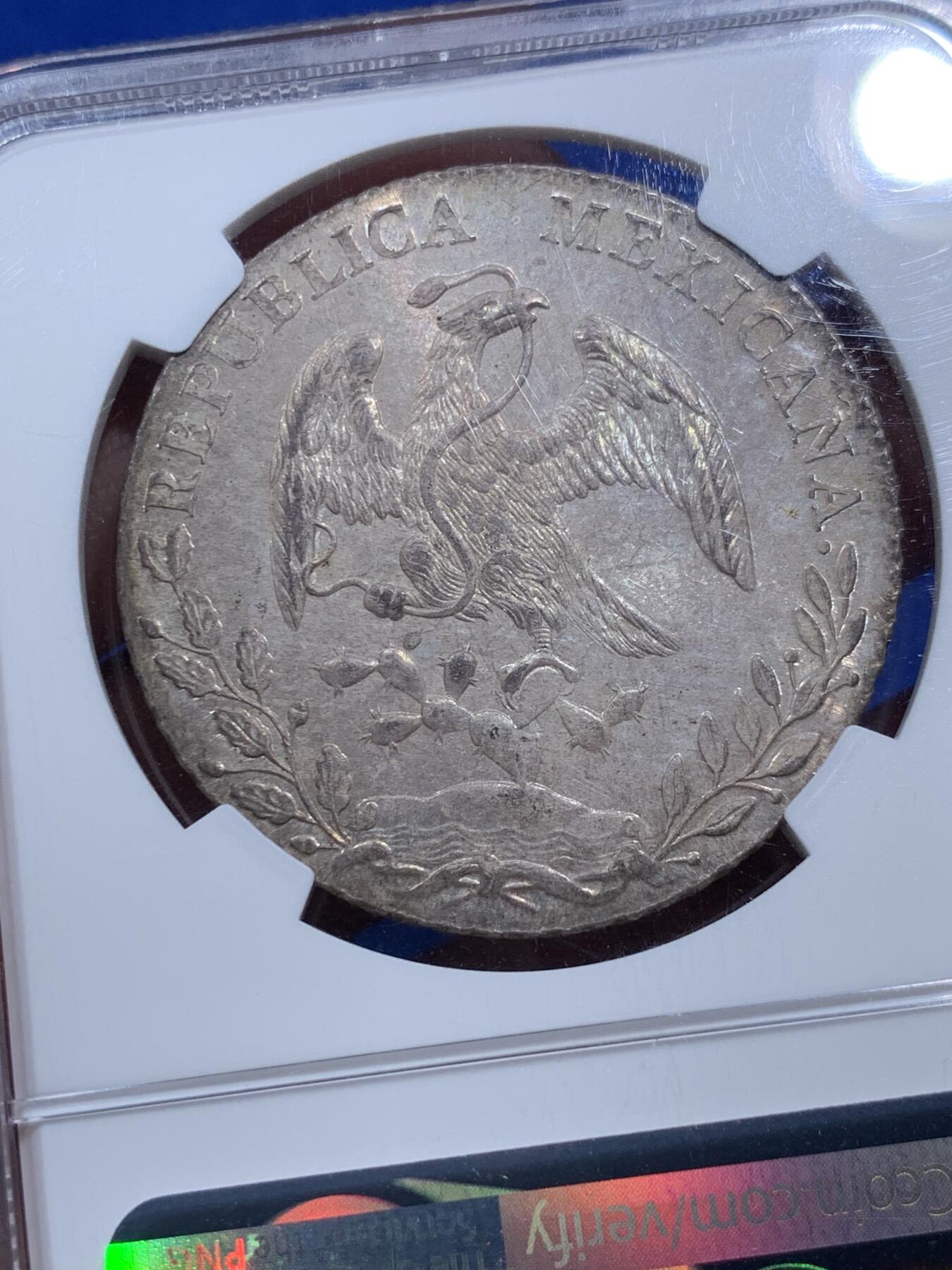 《竞宝斋》第290场- 周日，周一，周二 3场连拍 （全场包邮） NGC MS65 墨西哥1886年花边鹰洋 彩虹底板包浆 高分好品