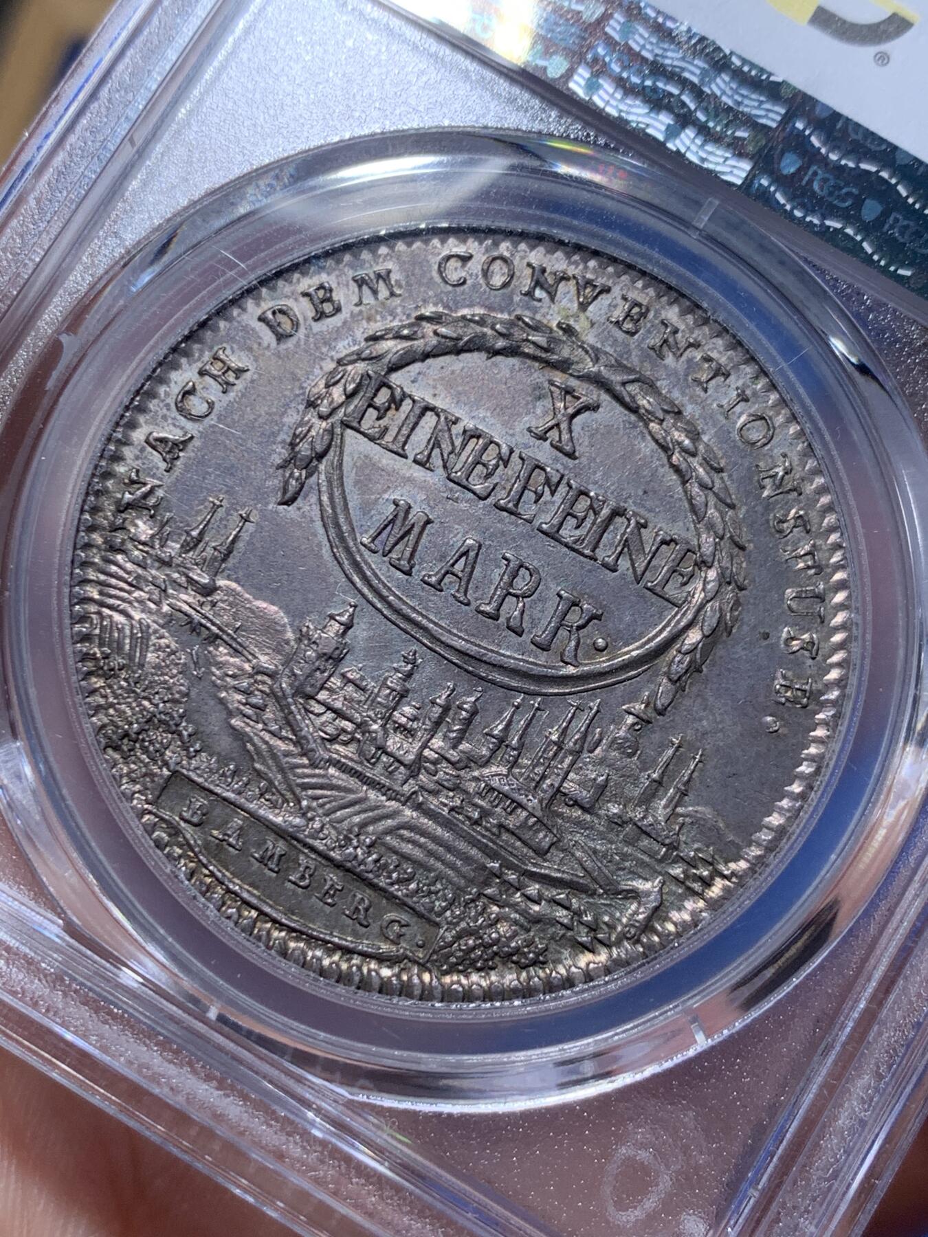 《竞宝斋》第290场- 周日，周一，周二 3场连拍 （全场包邮） 冠军分 封面币 PCGS MS63 德国 1800班贝格主教区 景观泰勒 大银币 稀见MS品种