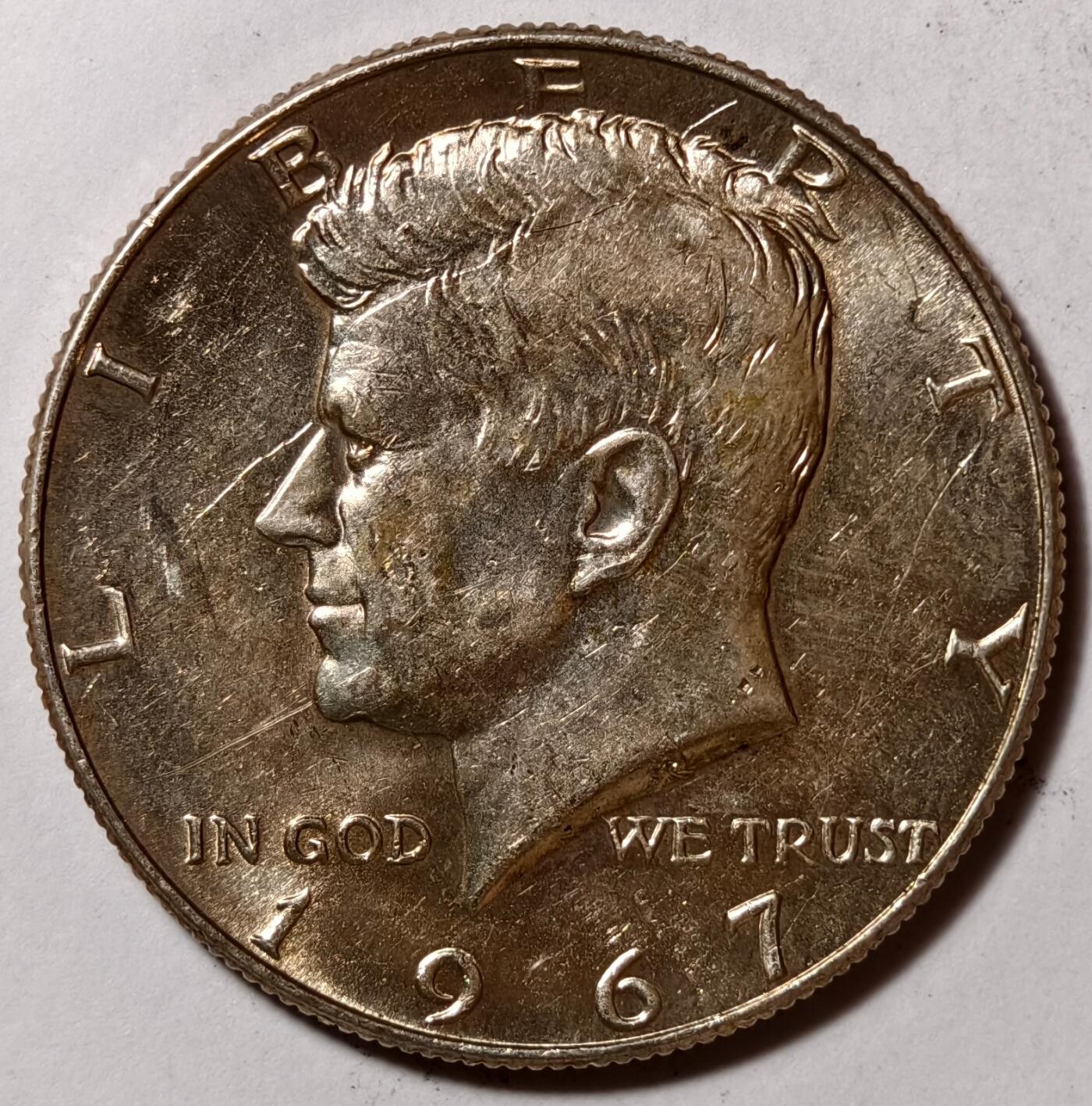 紫瑗钱币——第386期拍卖 美国 1967年 肯尼迪 半美元 50美分 11.5克 0.4银 UNC