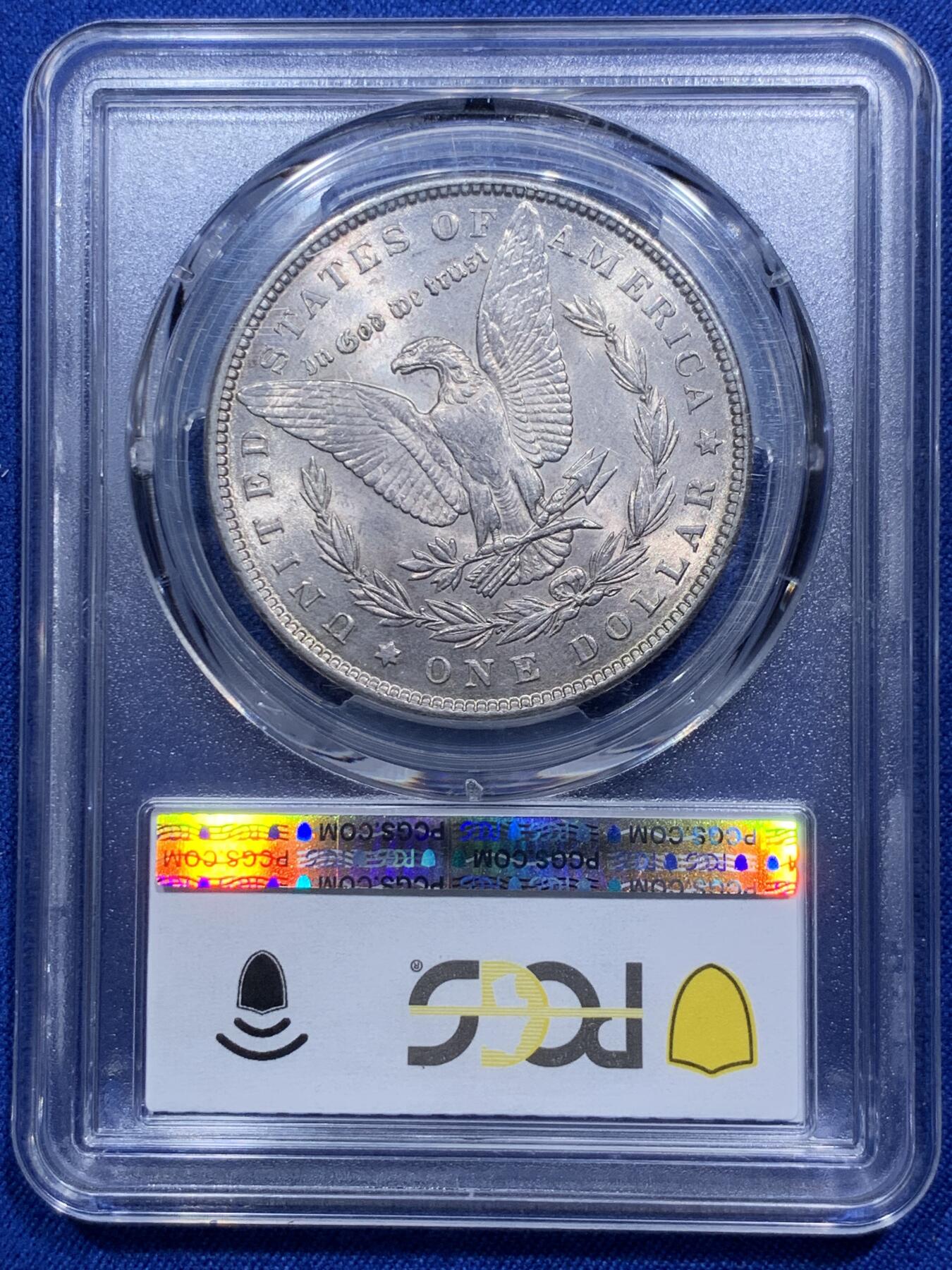 《竞宝斋》第290场- 周日，周一，周二 3场连拍 （全场包邮） PCGS MS63 美国1890年摩根银币 转光好品