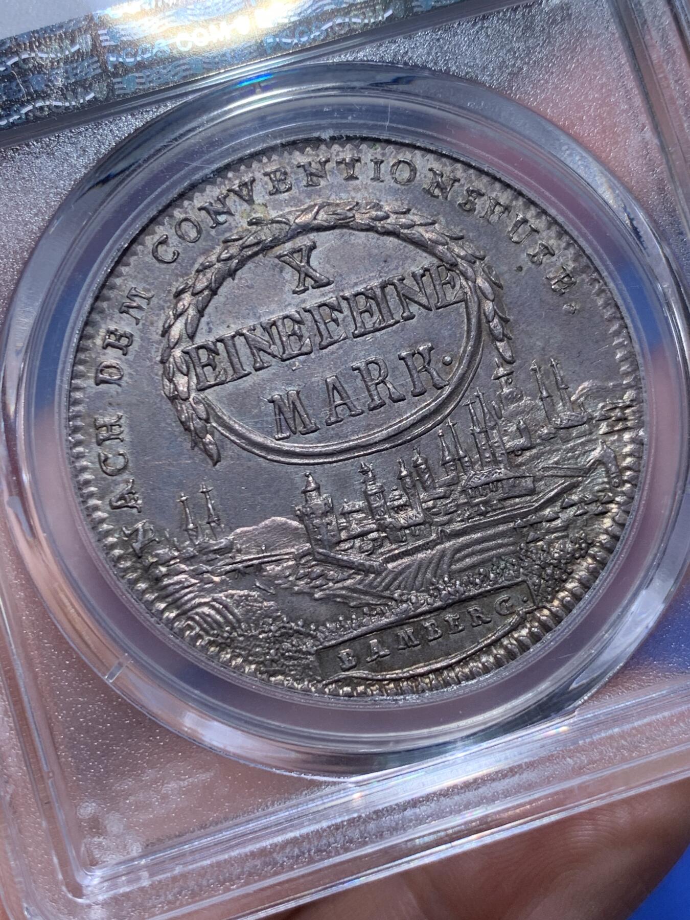 《竞宝斋》第290场- 周日，周一，周二 3场连拍 （全场包邮） 冠军分 封面币 PCGS MS63 德国 1800班贝格主教区 景观泰勒 大银币 稀见MS品种