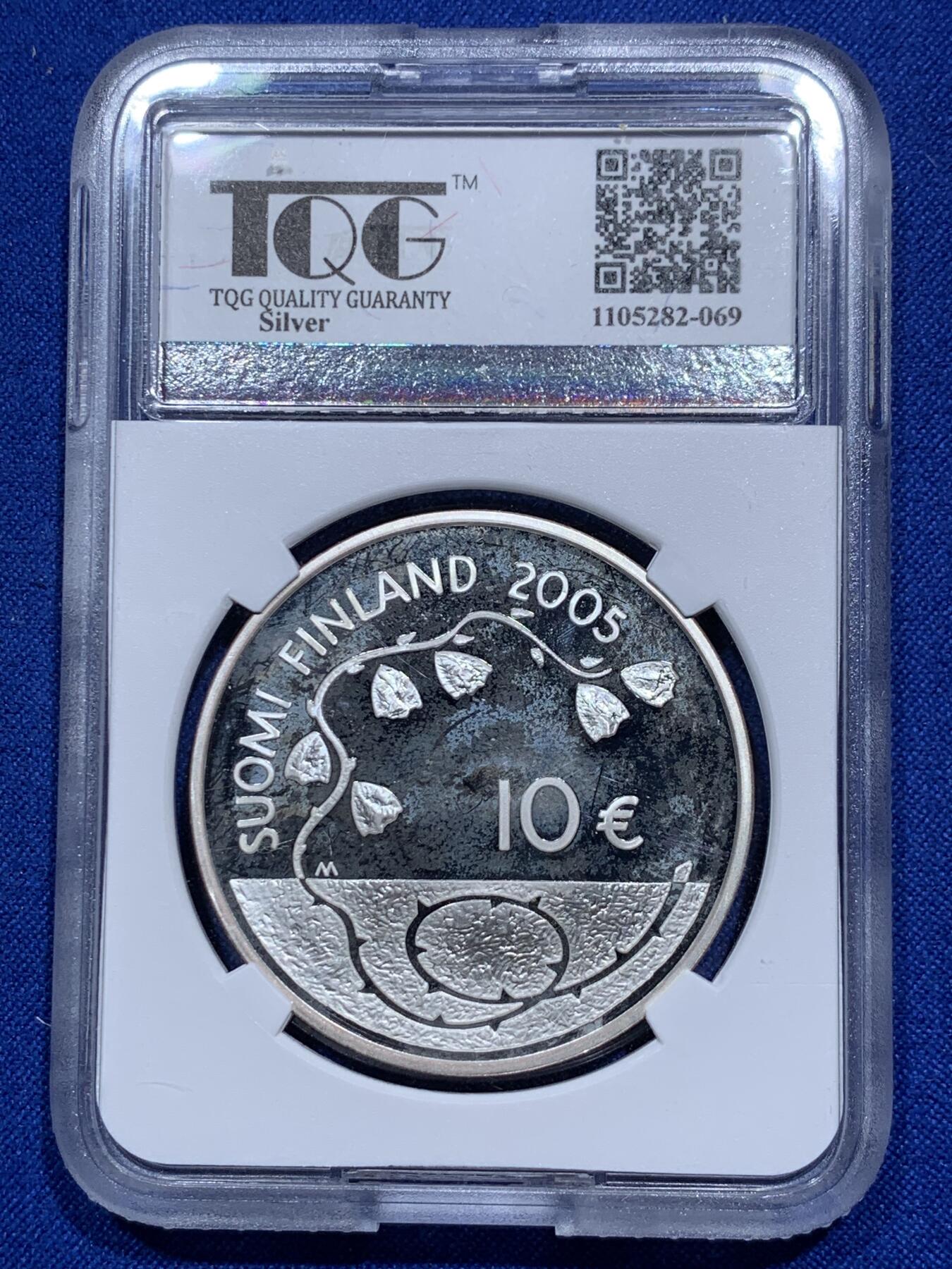 《竞宝斋》第290场- 周日，周一，周二 3场连拍 （全场包邮） TQG PF61UC 芬兰2005年和平60周年欧洲之星系列10欧元银币
